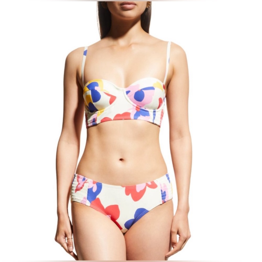 NWT KATE SPADE NEW YORK SMOCKED FLORAL BIKINI - TOP AND BOTTOM
